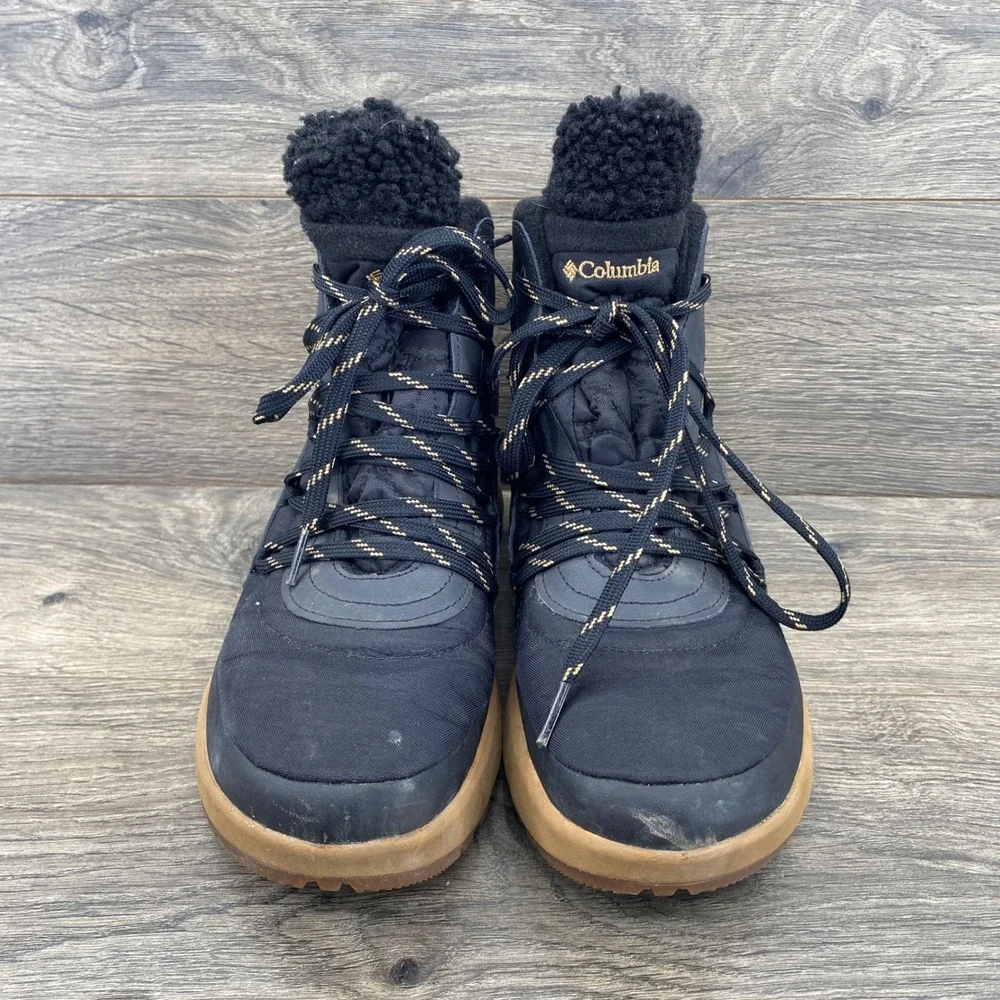 Columbia Keetley Shorty Boots Womens 8.5 Black Waterproof Faux Fur Omni-Heat